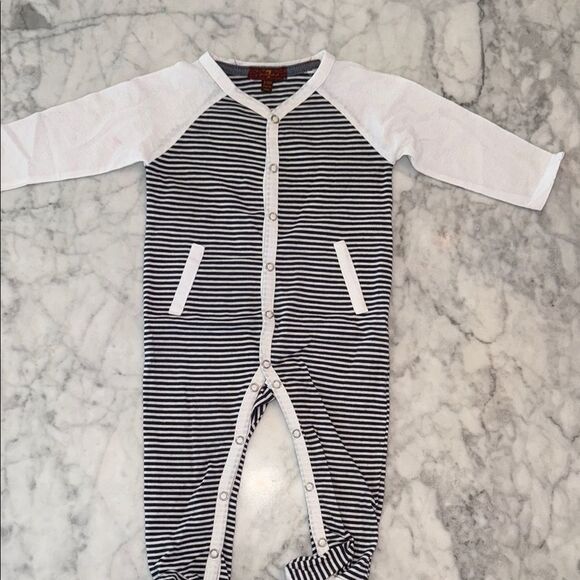 7 for all Mankind Striped Navy & White Footie Bundle 6/9M - Picture 5 of 7